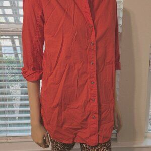 Pilcro anthropologie xs red button up shirt extra long